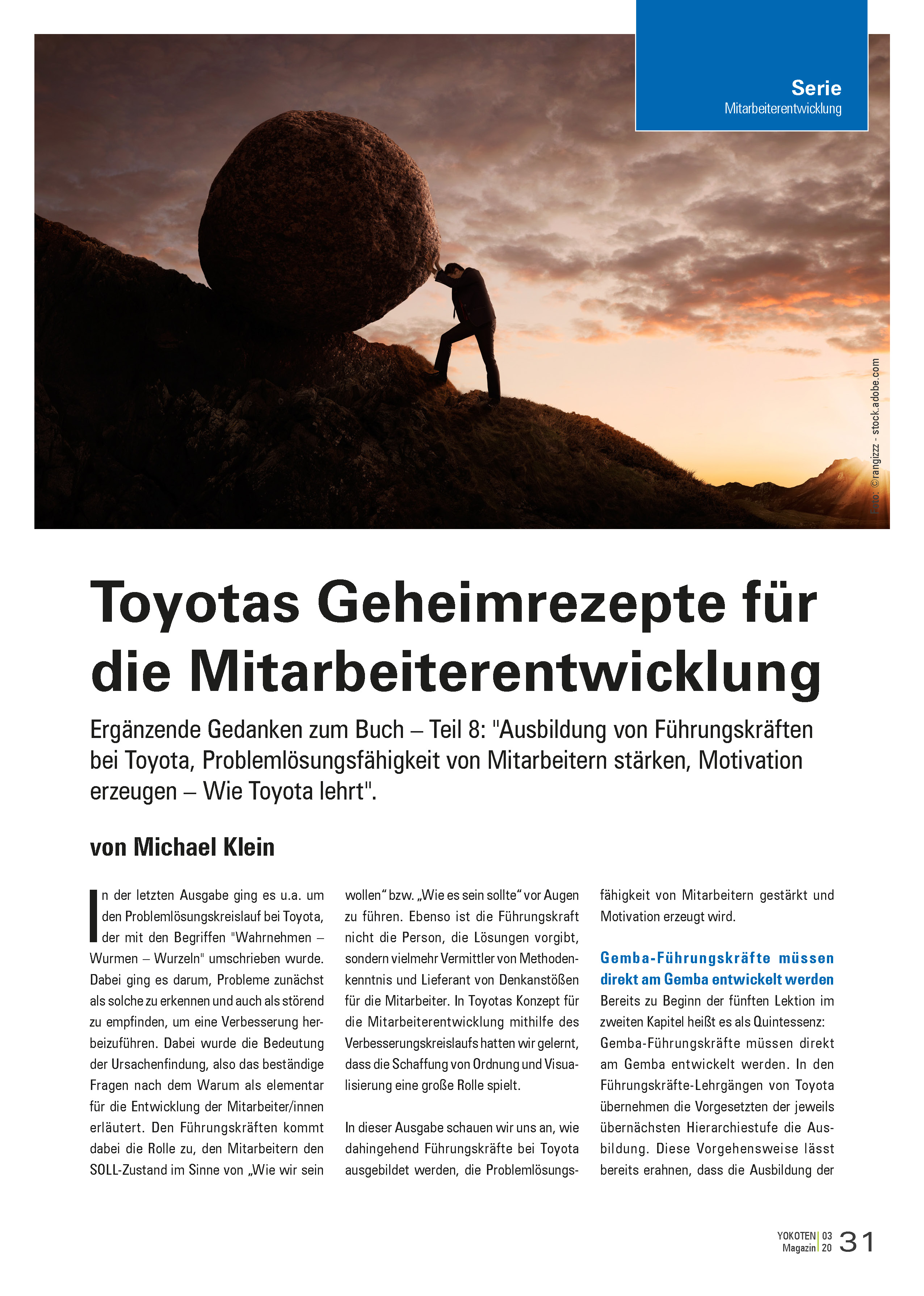 Toyotas Geheimrezepte für die Mitarbeiterentwicklung - Artikel aus Fachmagazin YOKOTEN 2020-03